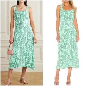 Faithfull The Brand Saint Tropez Midi Dress Cora Floral Womens 2/XS Green White